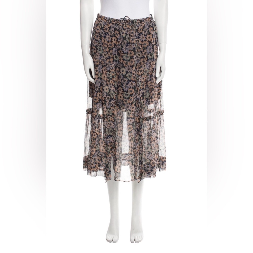 Coach 1941 skirt Silk Tiered sheer Floral boho hippie fairy festival purple 4